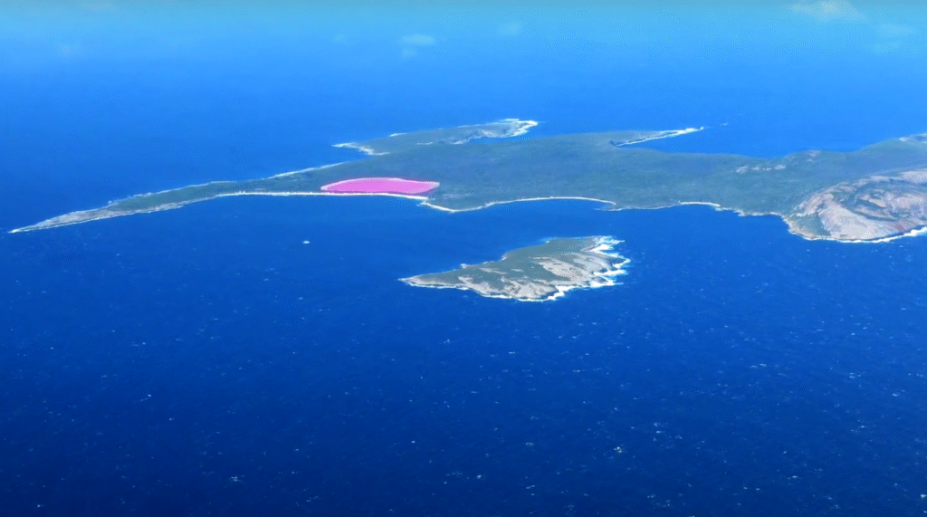 Lake Hillier pink lake aerial view